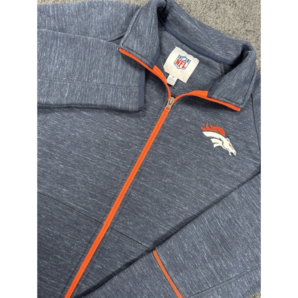 Denver Broncos NFL Full Zip Jacket Mens M Blue Orange Lightweight